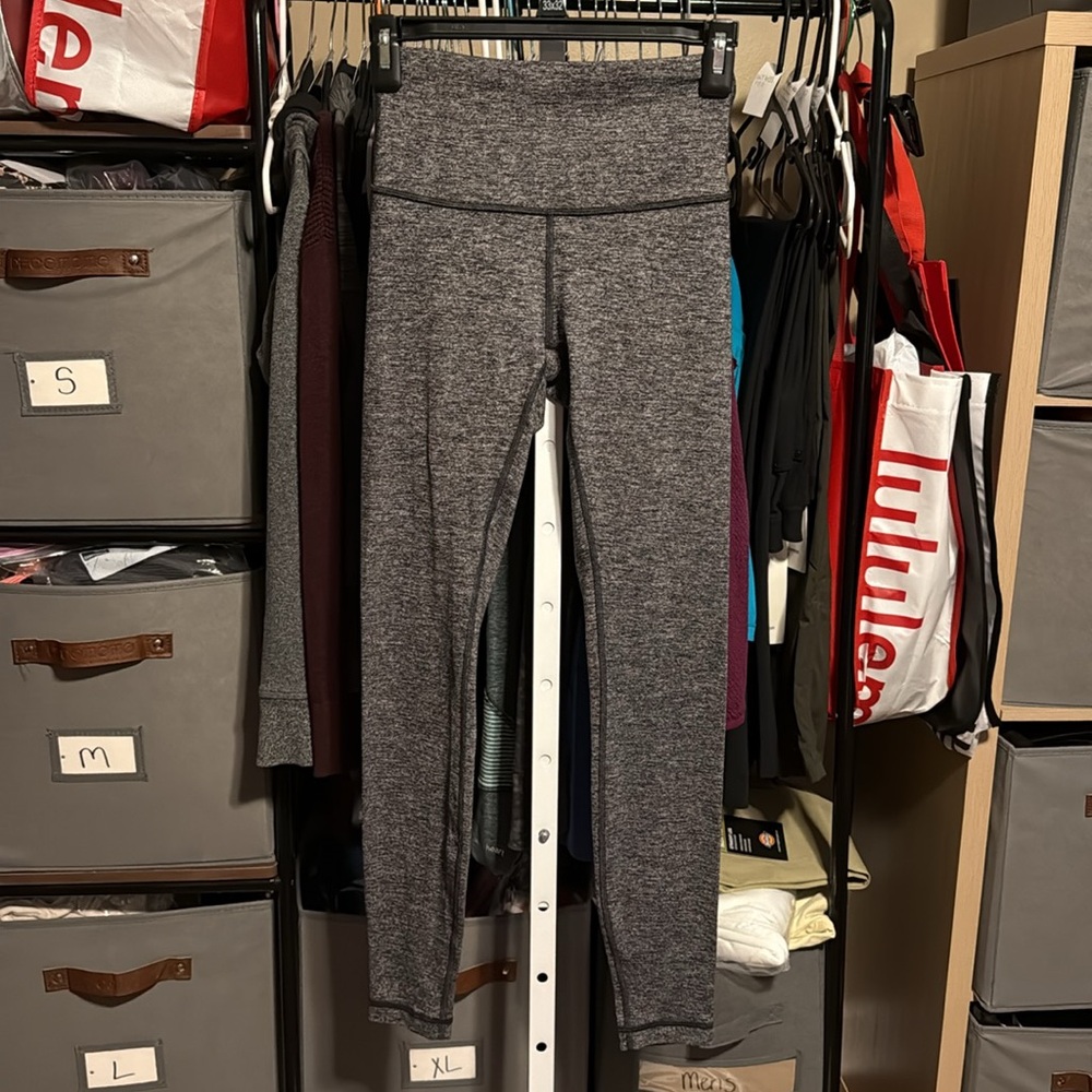 Lululemon Wunder Under High Rise Tight 28" Sz 4 Heathered Black Full Length 4045